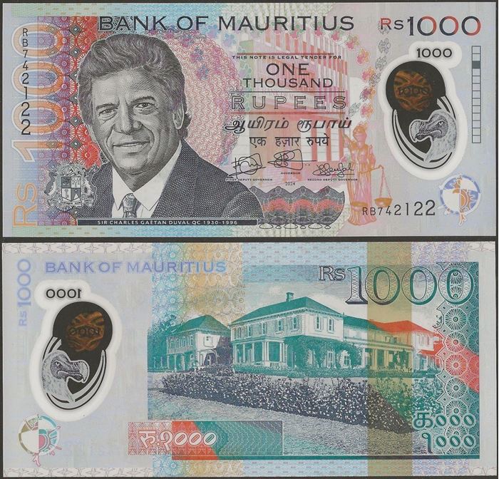 Picture of Mauritius,P66A,B435a,1000 Rupees,2024