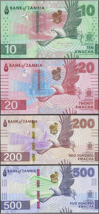 Picture of Zambia,SET - 4 notes,10 - 500 Kwacha,2025