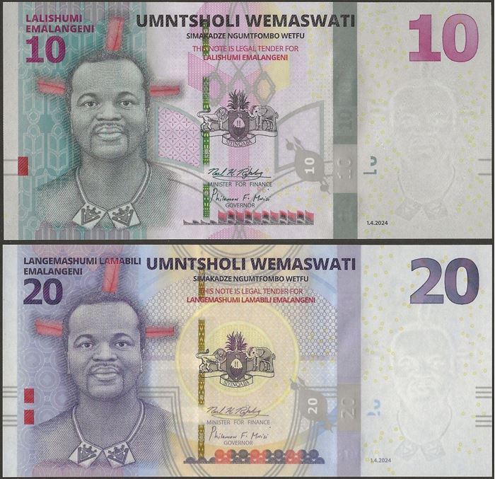 Picture of Eswatini,SET-2 Notes,B101-B102a,10-20 Emalangeni,2024