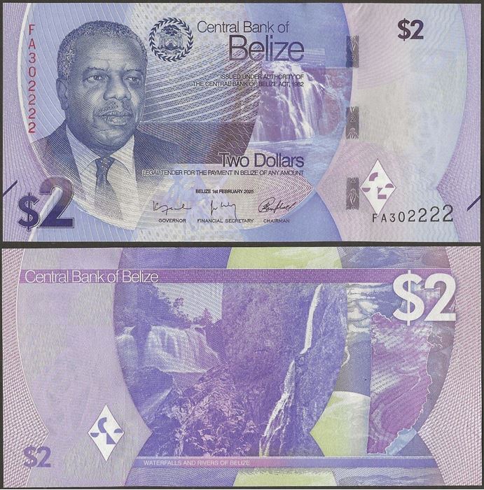 Picture of Belize,Pw73,B331,2 Dollars,2025