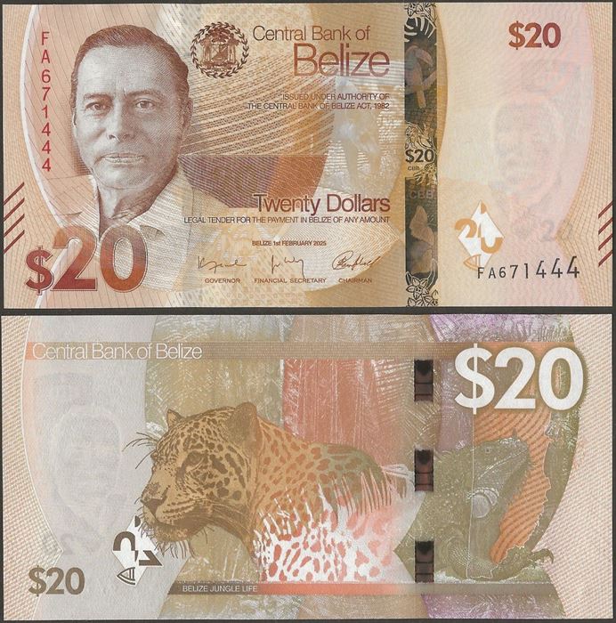Picture of Belize,Pw76,B334,20 Dollars,2025