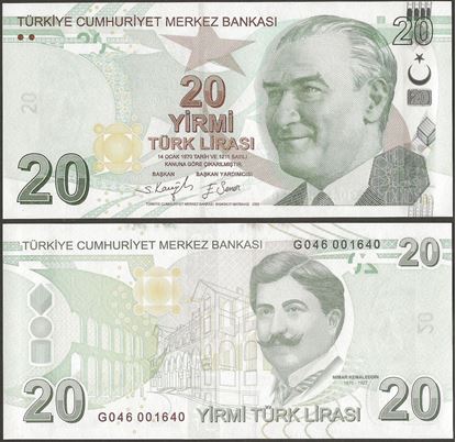 Picture of Turkey,P224f,B302f,20 Lira,G Prefix