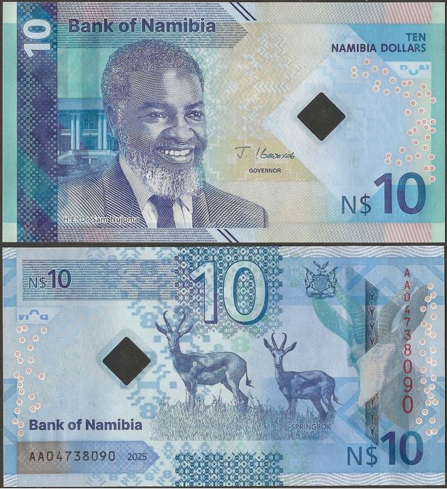 Picture of Namibia,Pw20,B220,10 Dollars,2025