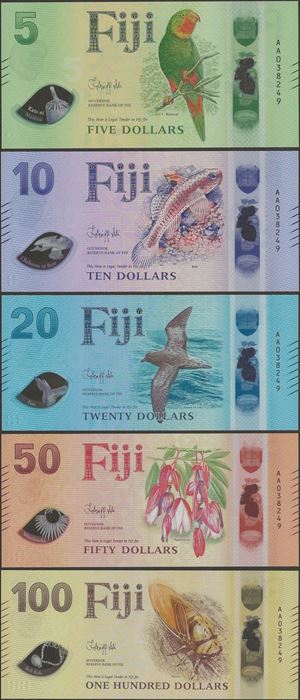 Picture of Fiji,Pw125-129,B534-538,185 Dollars,2026,Matching Serial SET