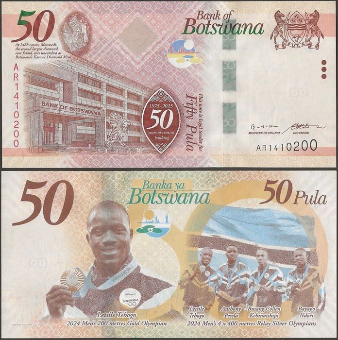 Picture of Botswana,P28,B131,50 Pula,2026,Comm 