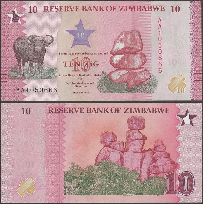 Picture of Zimbabwe,P115,B206,10 Zig,2026