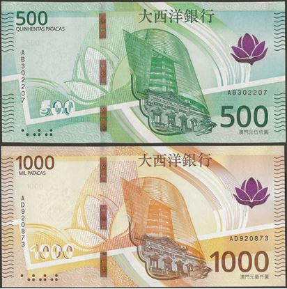 Picture of Macau,2 NOTE SET - 500-1000Patacas,BNU-B95/B96,2020