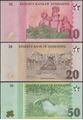 Picture of Zimbabwe,3 NOTE SET,10 to 50 Dollars,2026
