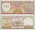 Picture of Suriname,5 NOTE SET,5 to 500 Gulden,1982-1985