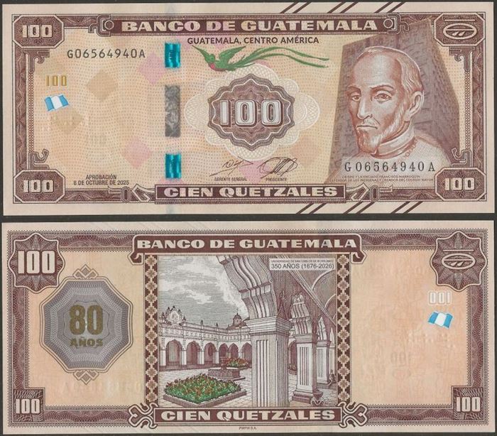 Picture of Guatemala,P130a,B613a,100 Queztals,2025 ( In 2026)