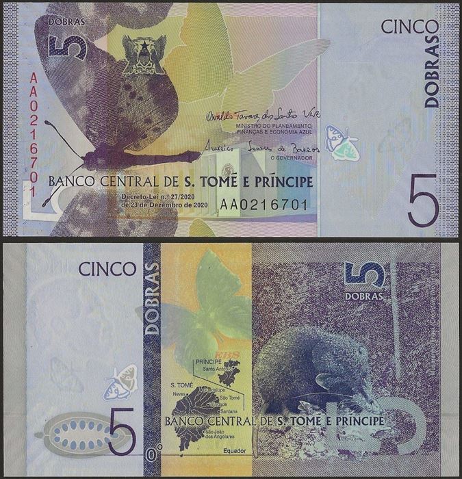 Picture of Sao Tome Principe,P75a,B314a,5 Dobras,2020